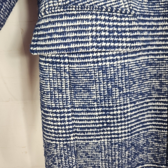 J.Crew Classic Preppy Winter Wool Blend Tailored Topcoat Navy Blue Plaid 2 - Picture 6 of 16